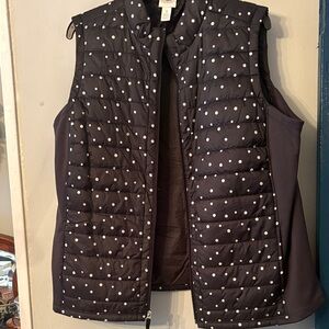 Chico's Black Quilted Vest with White Dots